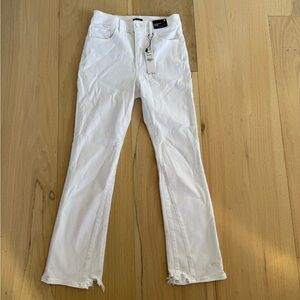 Express Cropped Flare High Rise Hyper Stretch White Jeans Size 6L NWT